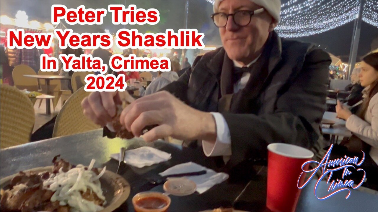 Peter Tries Shashlik on the Yalta #Crimea Embankment New Years Eve 2024