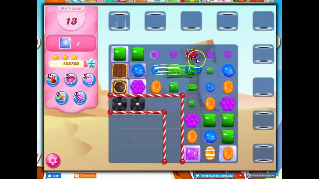 Candy Crush level 3566 Talkthrough, 30 Moves 0 Boosters