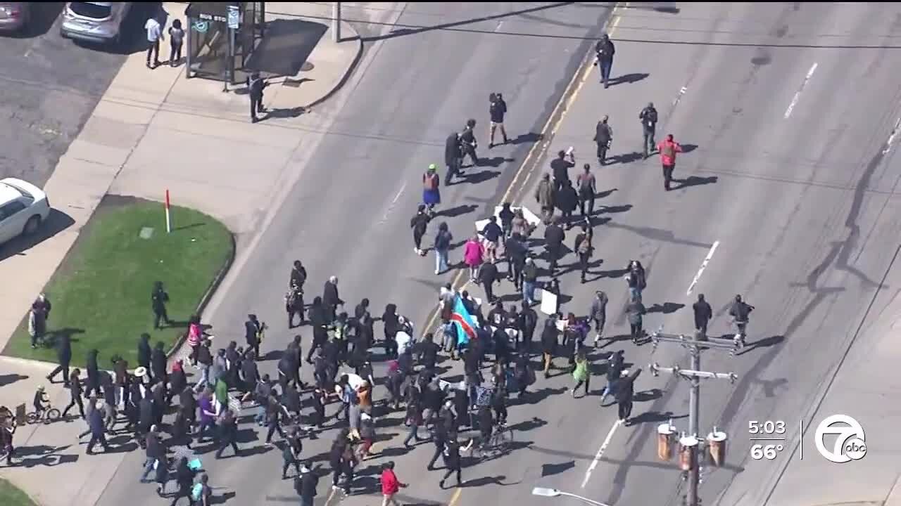 Protestors march in Lansing, demanding justice is Lyoya death