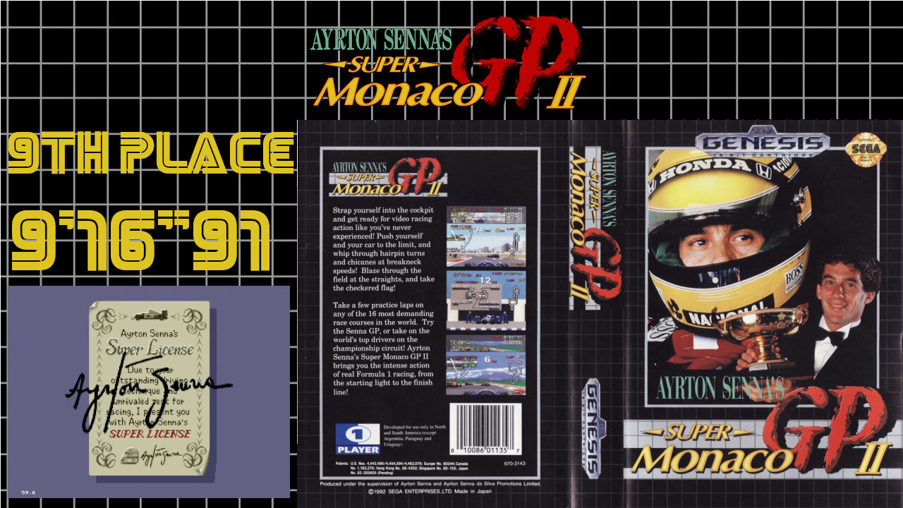 Ayrton Senna's Super Monaco GP II [Genesis 1992] Senna GP [9'16"91] 9th place