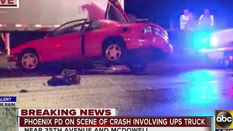 Car smashes into UPS truck near 35th and McDowell