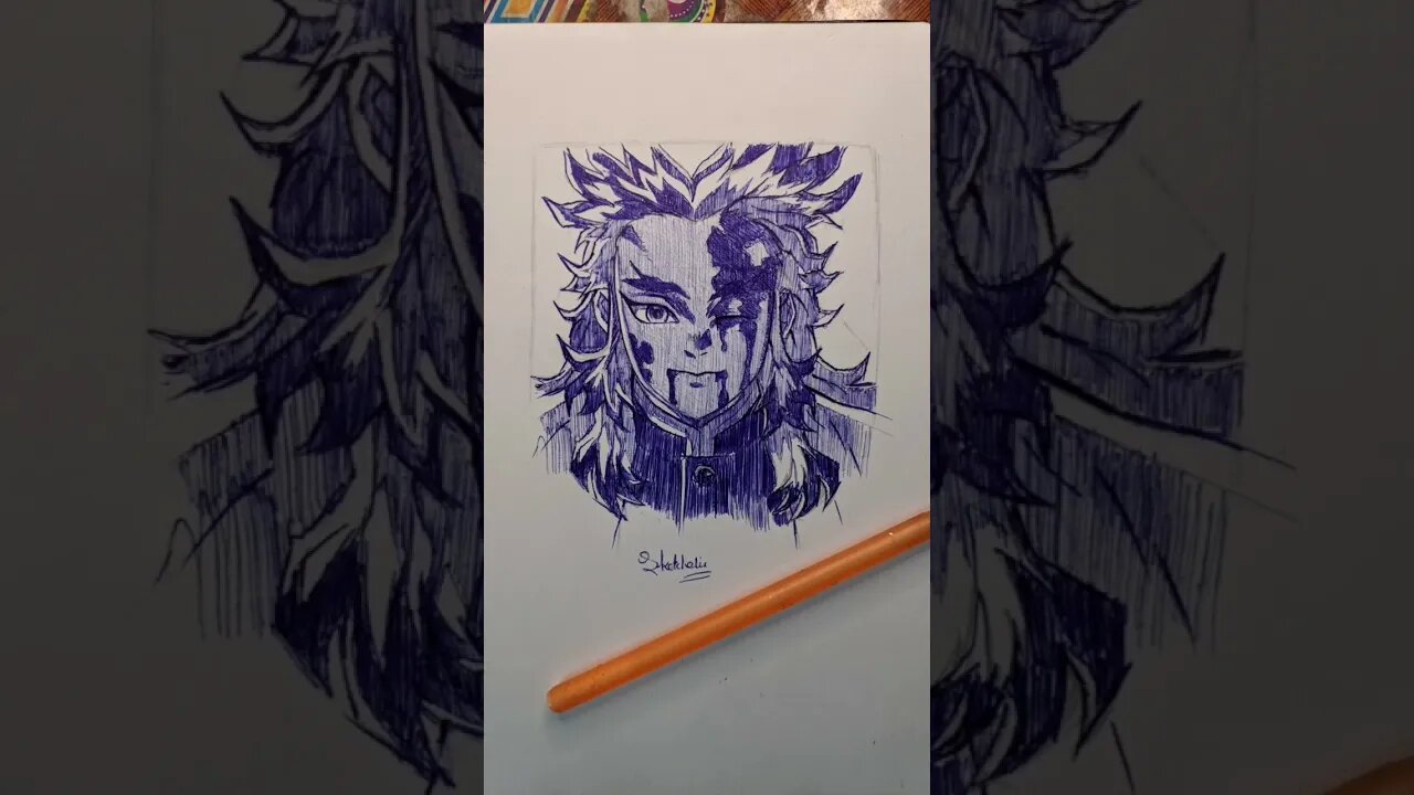 Quick ballpen sketch of #rengoku#erenjaeger #shorts #shortvideo