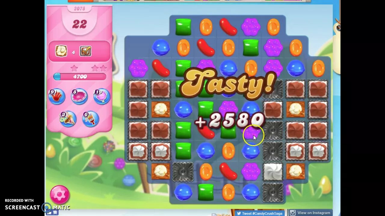Candy Crush Level 2078 Audio Talkthrough, 3 Stars 0 Boosters