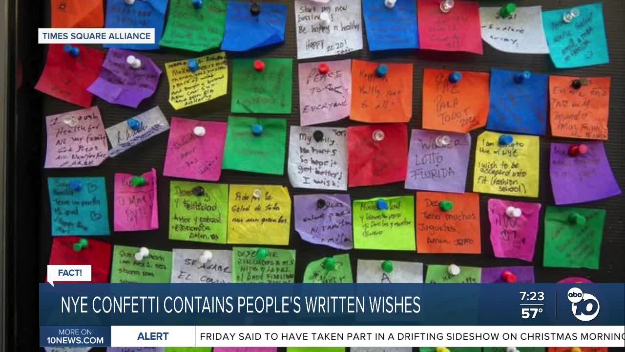 Fact or Fiction: Confetti that drops on Times Square bears people's hopes and dreams?