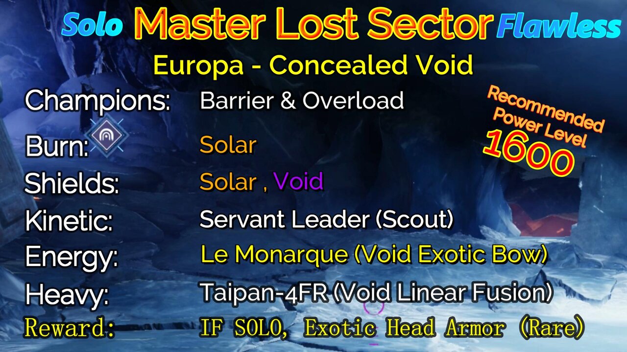 Destiny 2 Master Lost Sector: Europa - Concealed Void Solo-Flawless on my Hunter 10-6-22