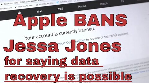 Jessa Jones CORRECTS Apple on data recovery and gets BANNED!