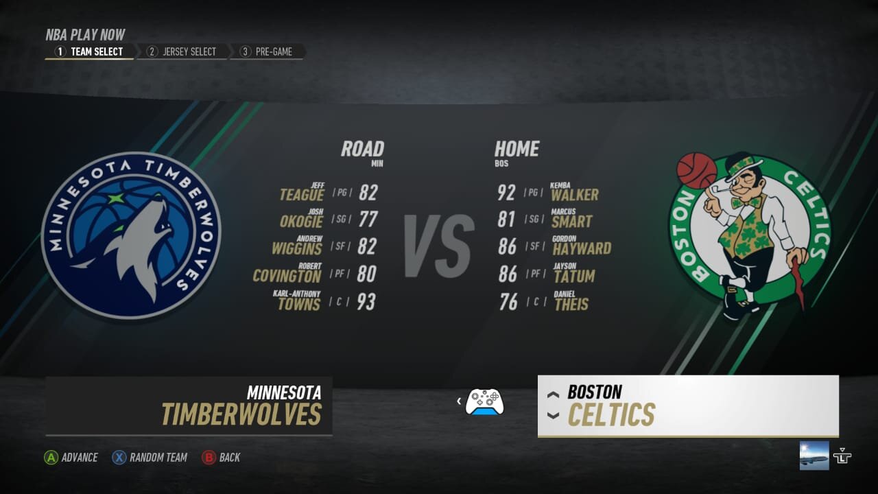 🏀NBA Live Season - Week 4 - Minnesota Timberwolves (Road) VS (Home) Boston Celtics