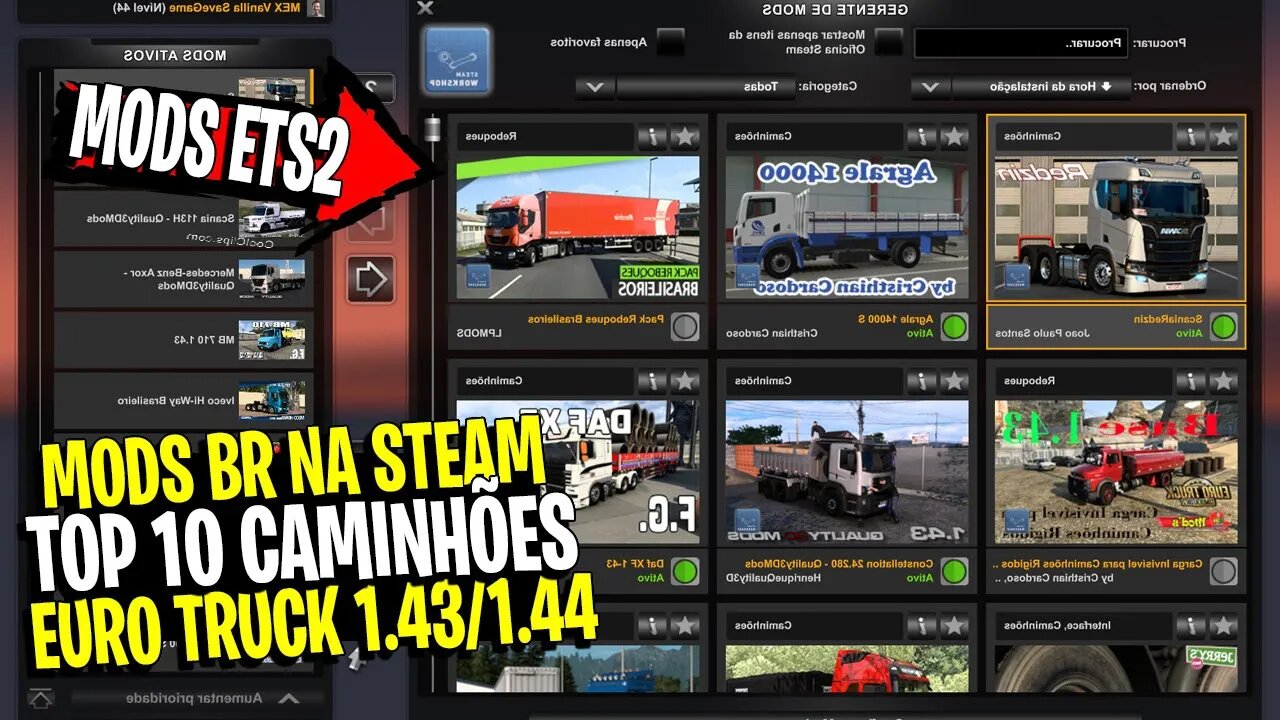 ▶️ TOP 10 CAMINHÕES BR NA STEAM EURO TRUCK SIMULATOR 2 1.44 1.43