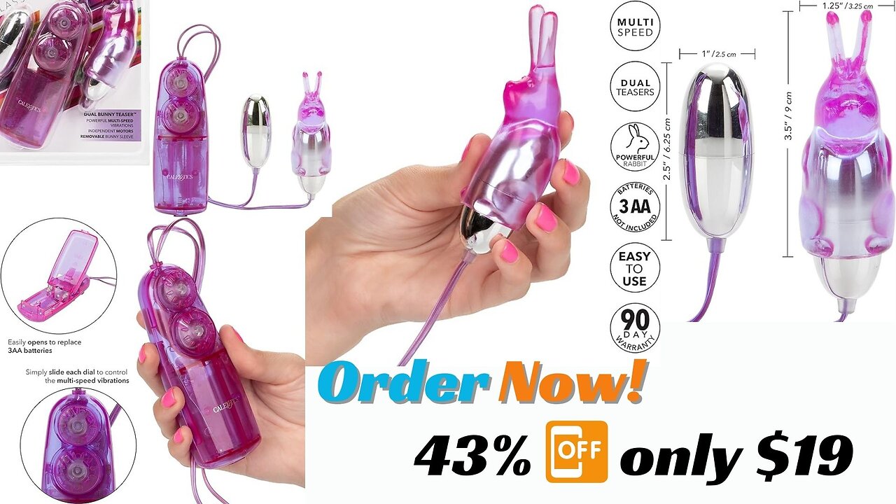 CalExotics Dual Bunny Teaser Double Bullet Vibrator with Rabbit Tickler Adult Vibe Eggs Massagers