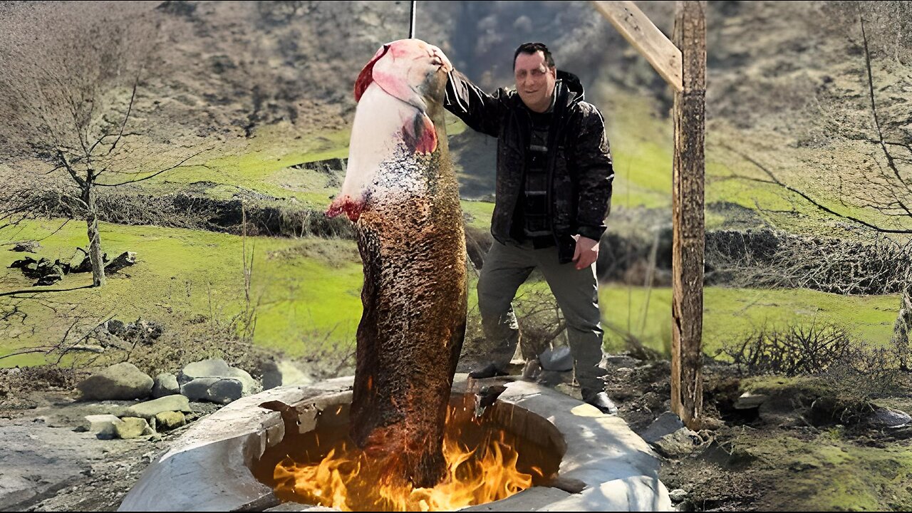 Caught A Huge Fish and Cooked It in a Big Tandoor Fish Day in the Village