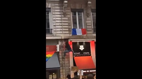 Lyon FR: Cheers From The Alphabet Crowd As Some Clown Pulls Down Their National Flag