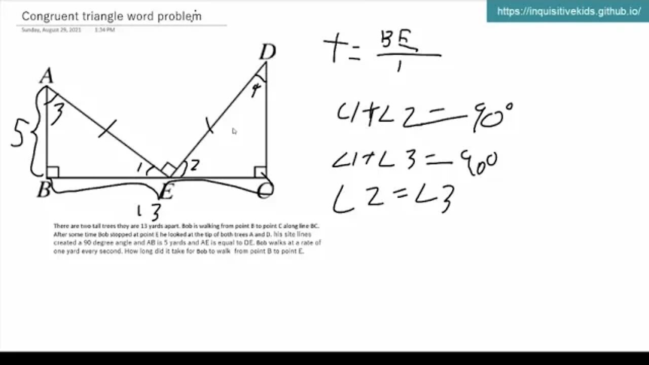 Congruent triangle word problem