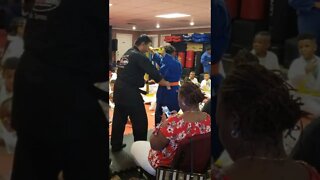 Michael getting his orange belt
