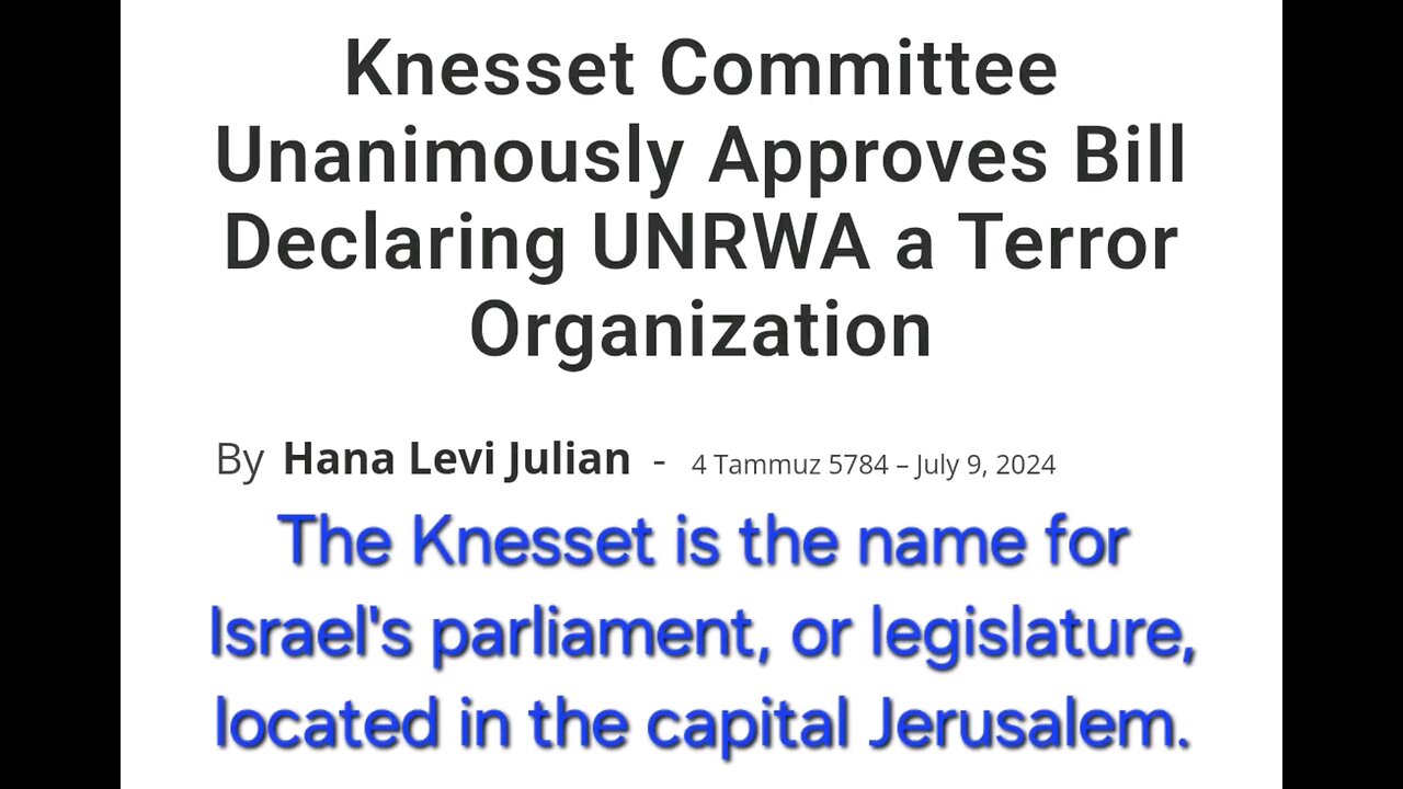 UNRWA delared a Terrorist Organization by Israel. Finally!