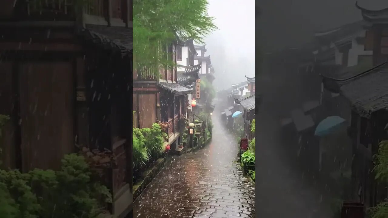 古城大雨声冥想：雨声助眠音乐冥想，快速放松，实现深度睡眠，焕发新的活力与愉悦#ASMR#shorts #shortvideo #sleepmusic #rainsounds #rain #sleep