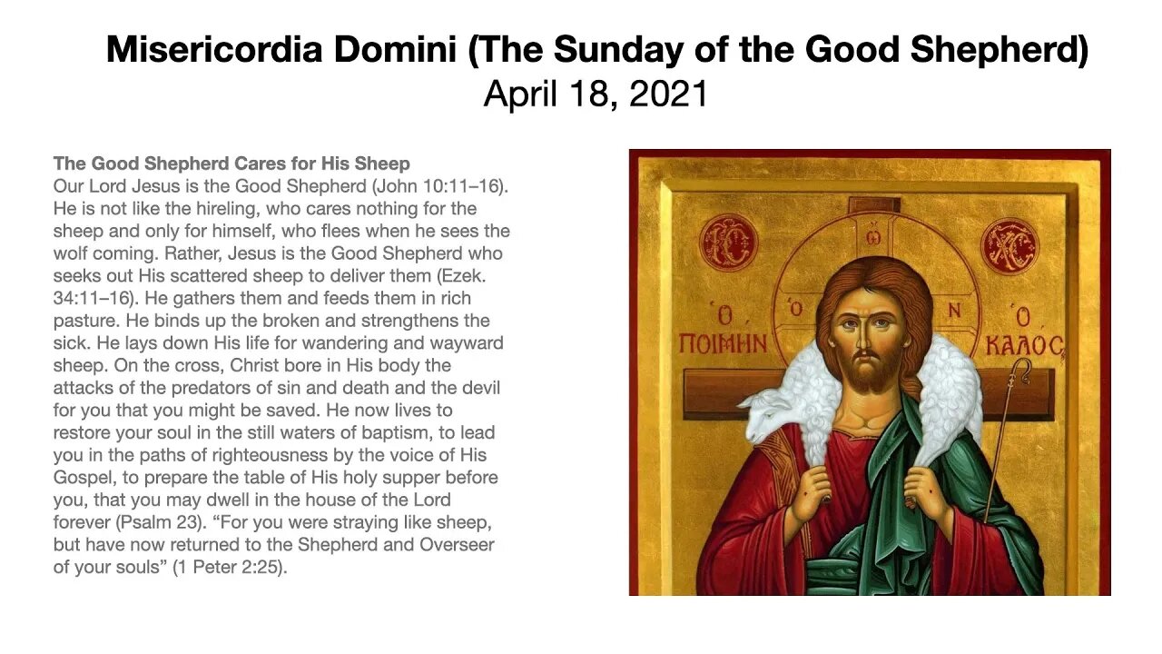 The Sunday of the Good Shepherd (Misericordias Domini) - April 18, 2021