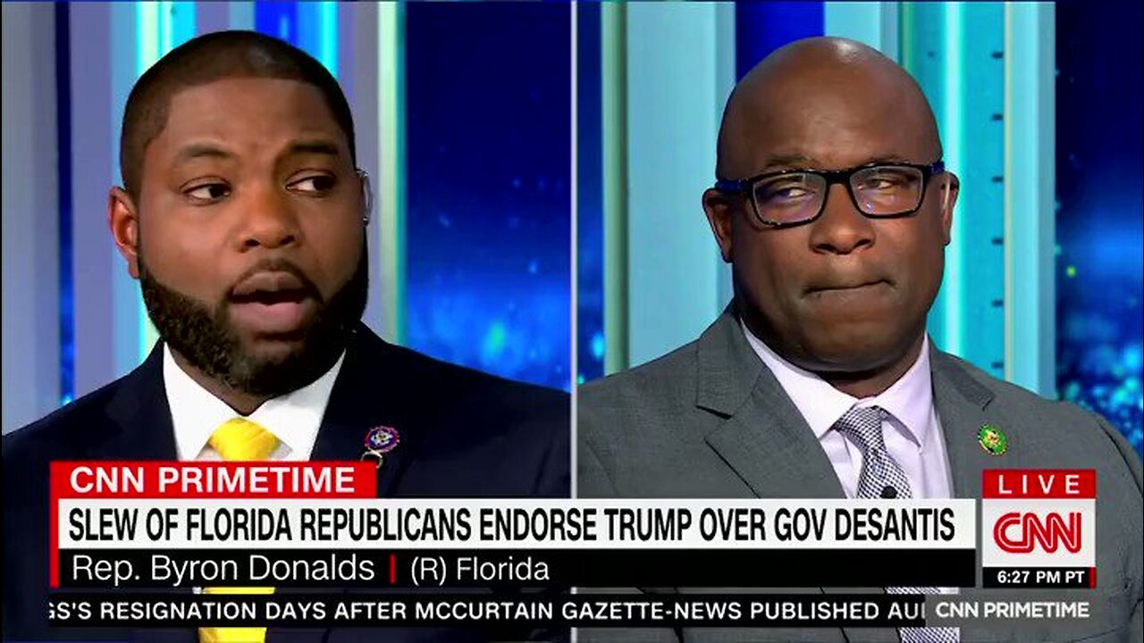 Byron Donalds explains why he's "all-in" with Trump, leaves CNN speechless video