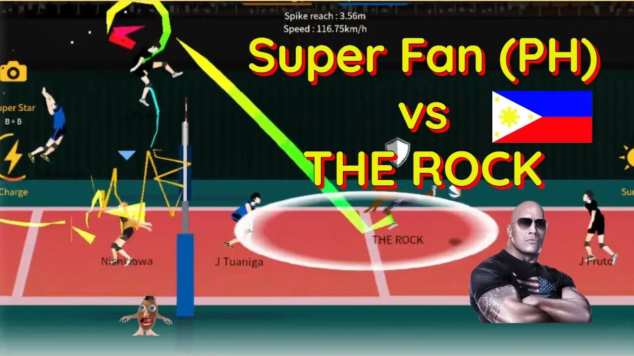 The Spike Volleyball - S-Tier Nishikawa with Super Fan John vs THE ROCK!