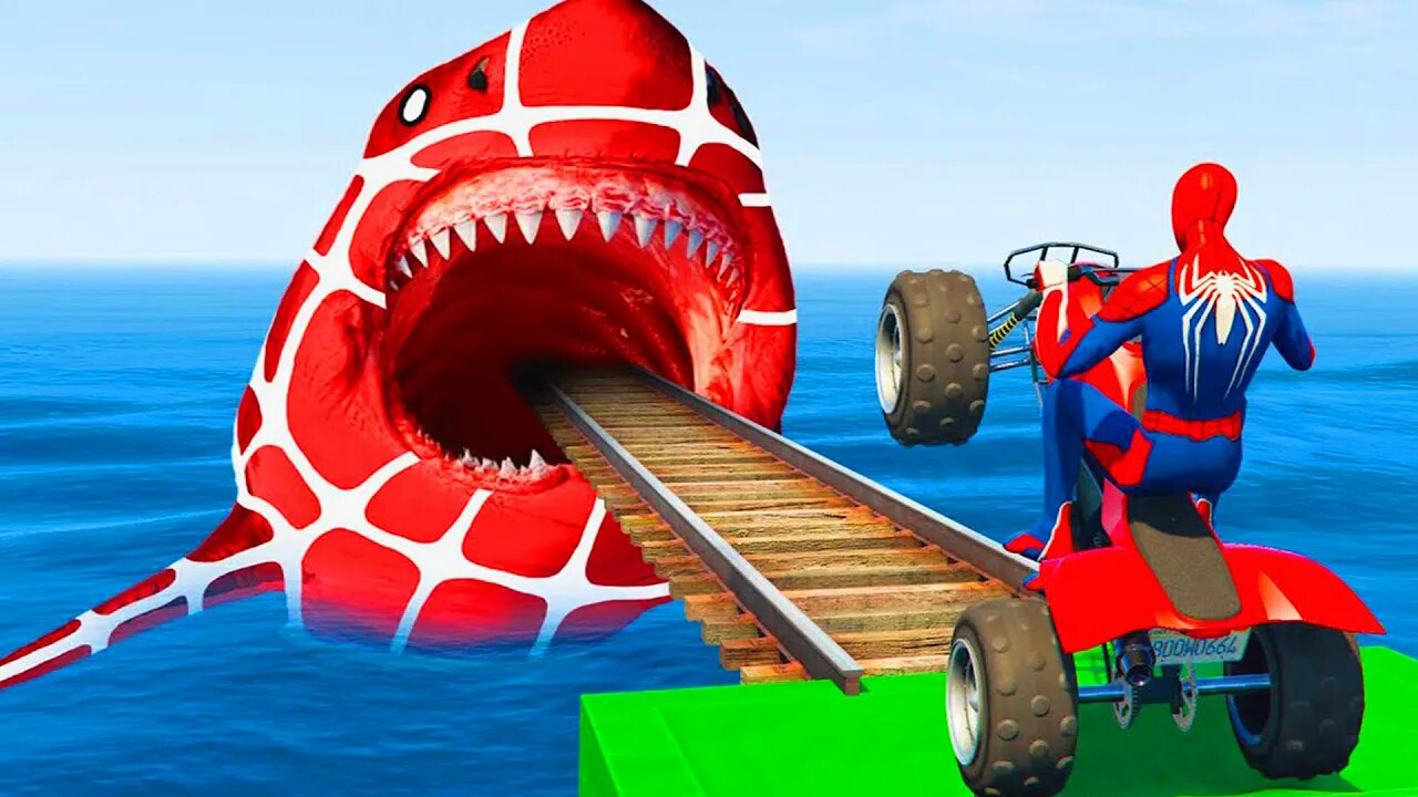 GTA 5 Crazy Ragdolls | Spiderman On Rainbow Spiders Bridge (Spiderman Fails Shark Jumps)