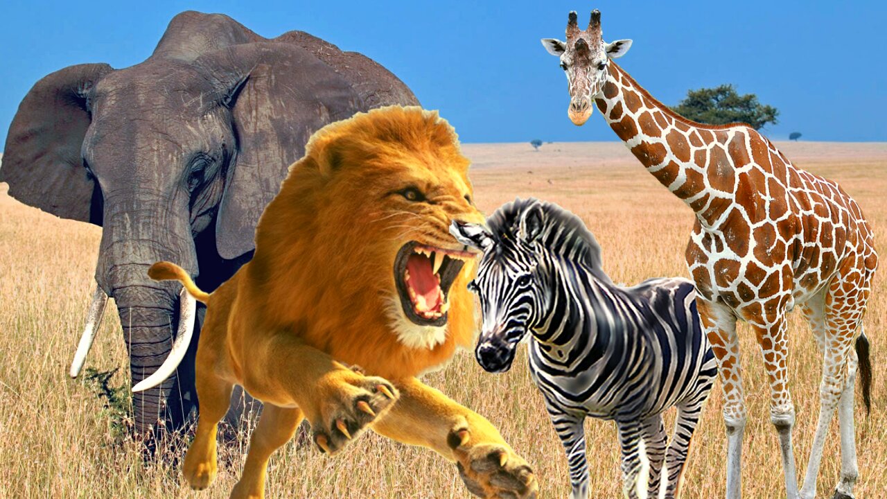 Animais selvagens - Leão,Elefante,Zebra,Girafa,Tigre,Urso