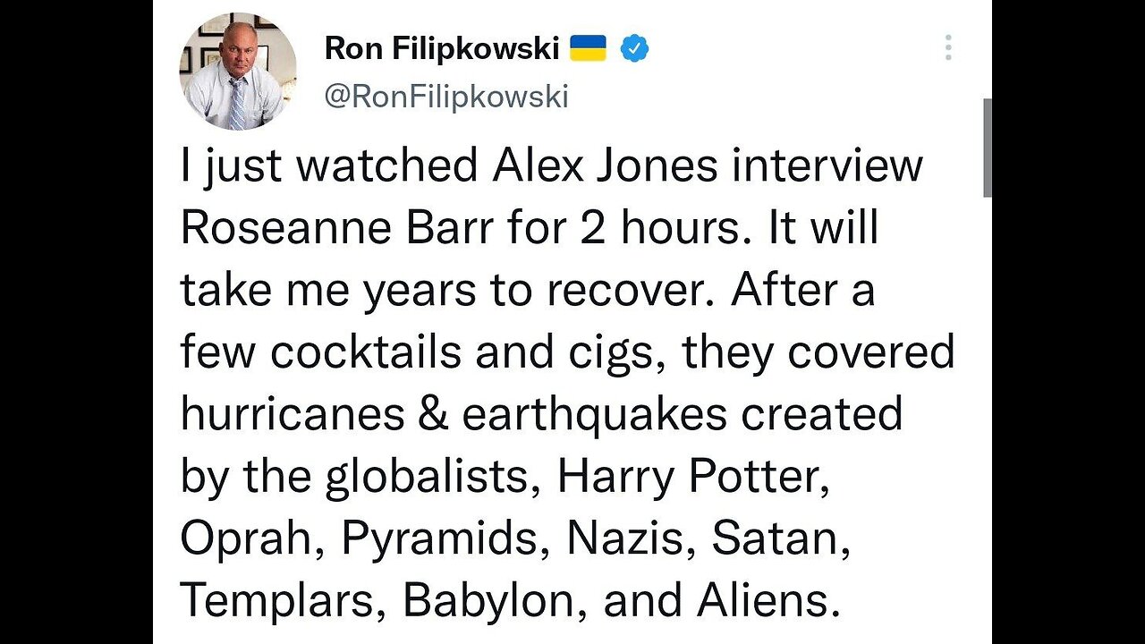 I just watched Alex Jones interview Roseanne Barr for two hours. It will take me years to recover...