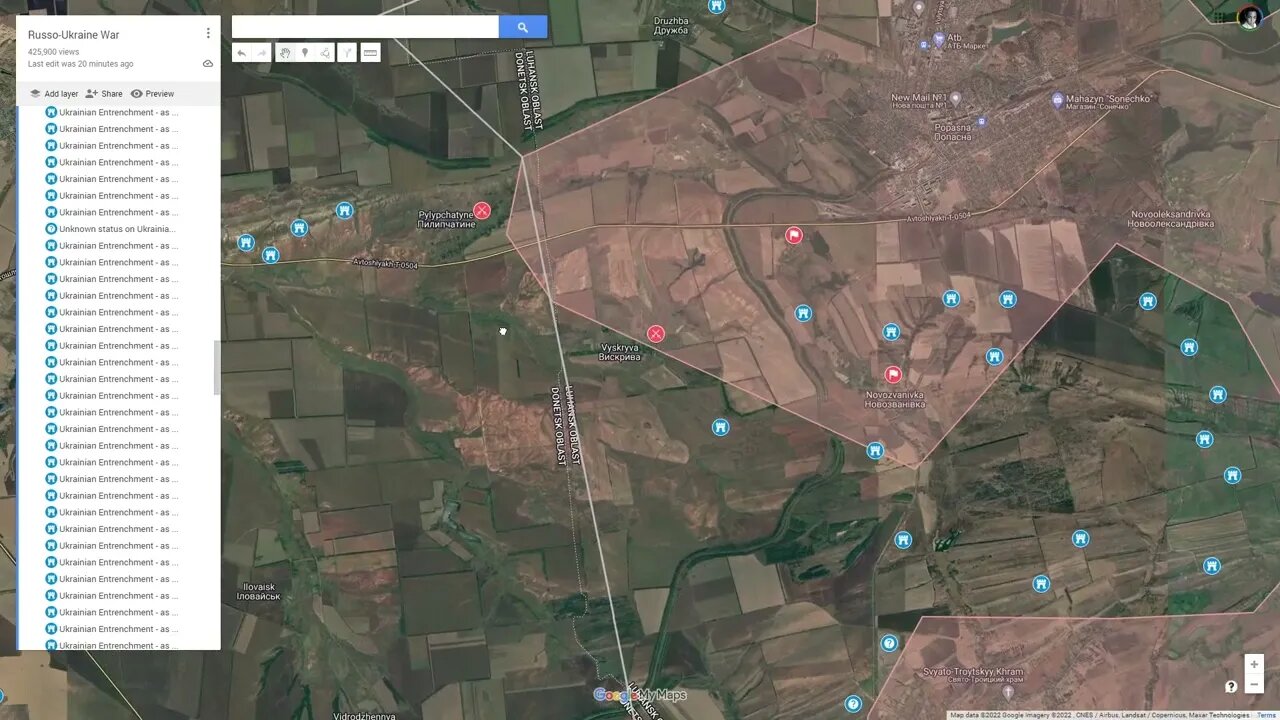 [ Luhansk Front ] LPR captured Kalinova Popasnaya & Novozvanivka; fighting at Pylychatyne & Vyskryva