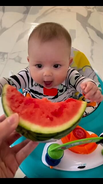 First time eating watermelon🍉