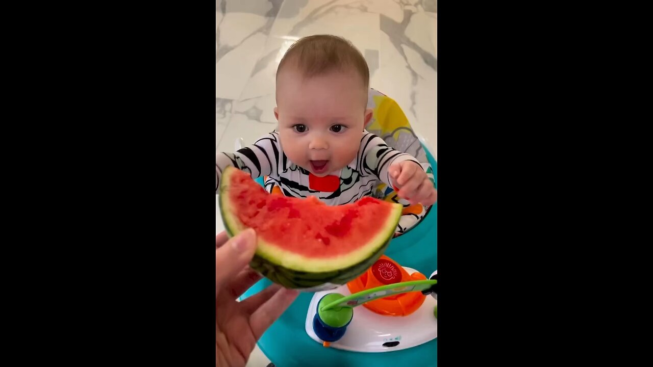 First time eating watermelon🍉