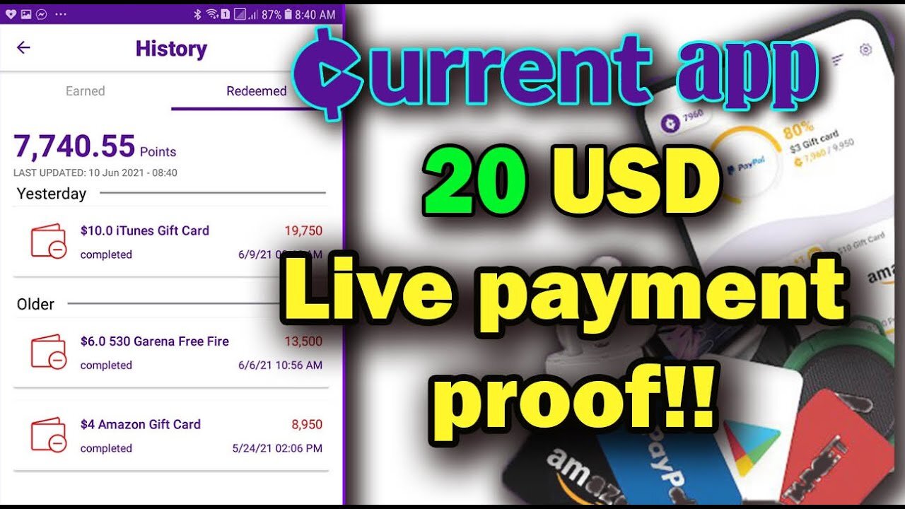 Current media live payment proof/withdrawal