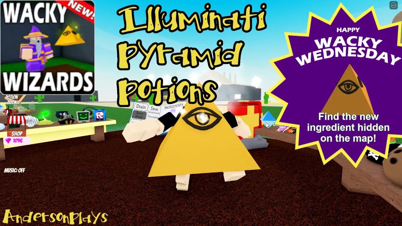 AndersonPlays Roblox Wacky Wizards 👁️‍🗨️NEW INGREDIENT! UPDATE - How to Get Illuminati Pyramid