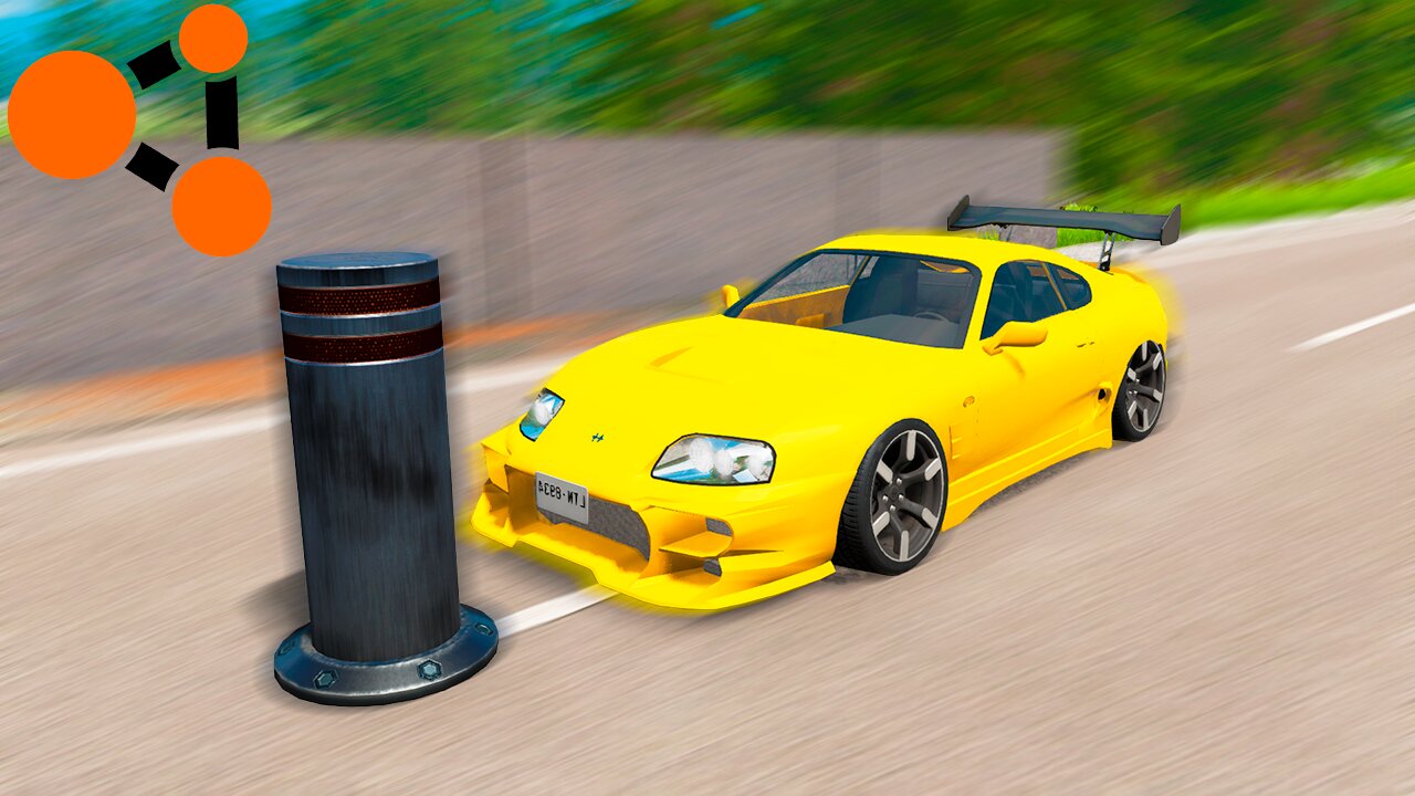 Toyota Supra vs Bollard In Beamng Drive