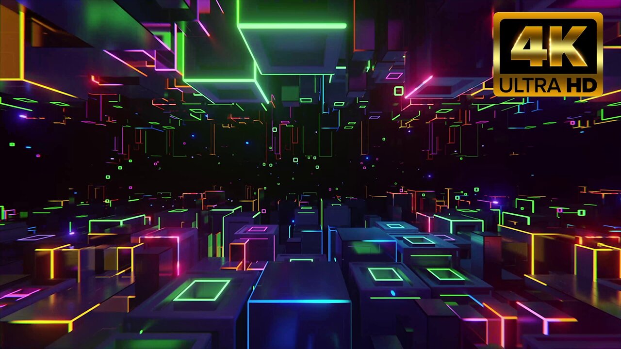 Colorful Neon Shapes Tunnel – 1HR LOOP 4K 60FPS