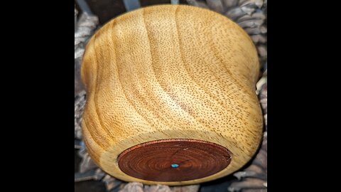 Wood Turning a Tiny Bowl - Mesquite and Turquoise Base