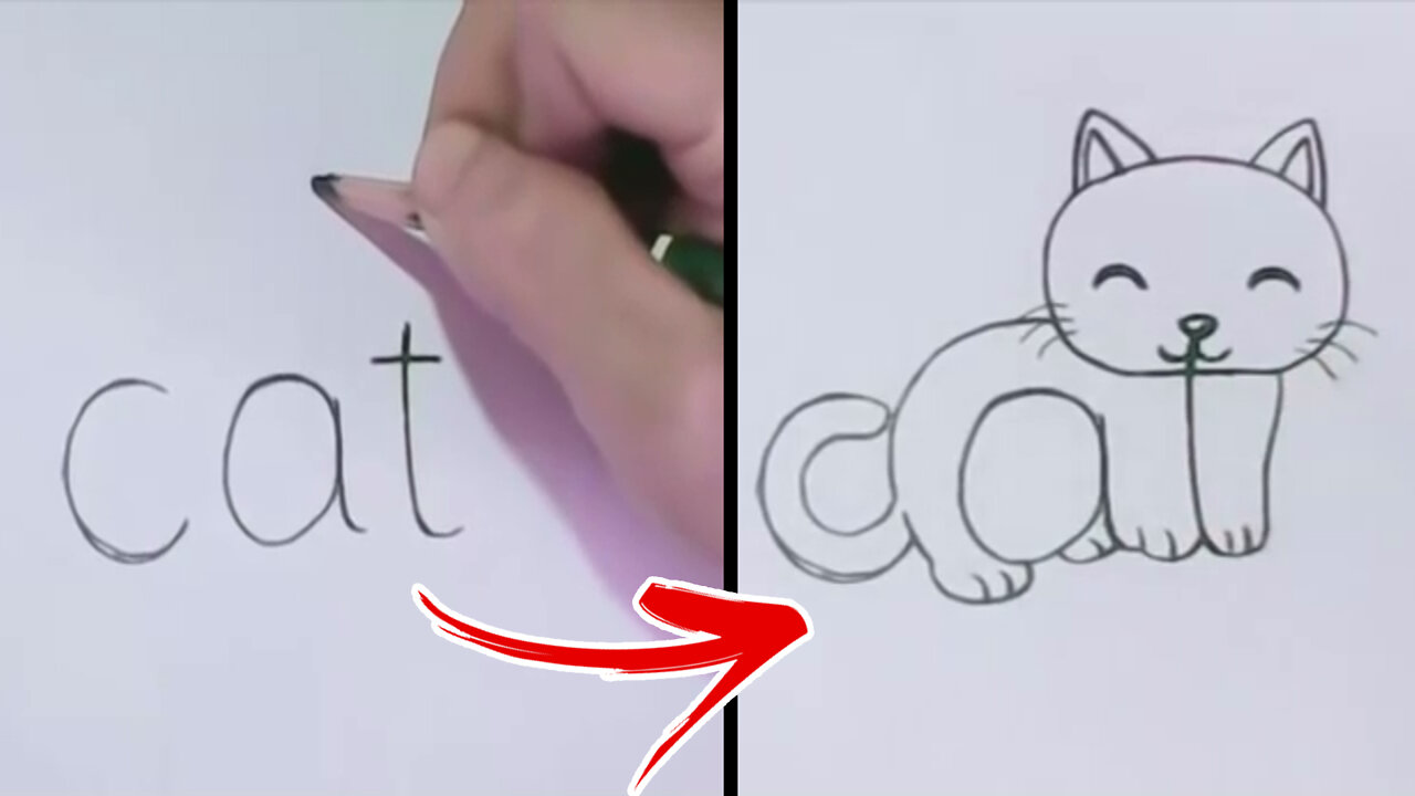 Super Easy! Turn Words into a Cartoon Cat!!