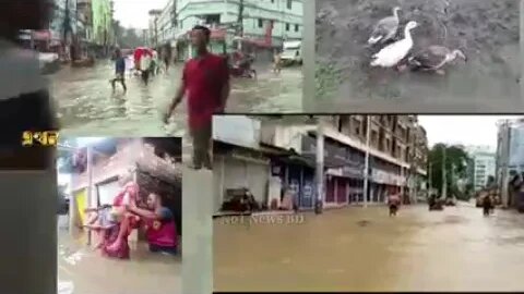 সিলেটের সুনামগঞ্জে ভয়াবহ বন্যা পরিস্থিতি।