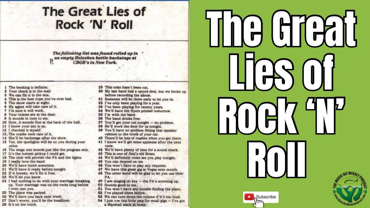 The Great Lies of Rock ‘N’ Roll, a List Found at CBGB’s in New York #cbgb #rocknrolllies