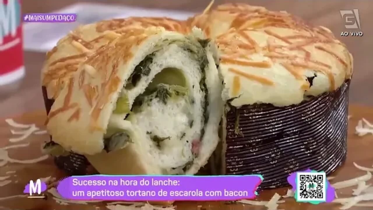 Receita caseira de Tortano de Escarola com Bacon executado no Mulheres