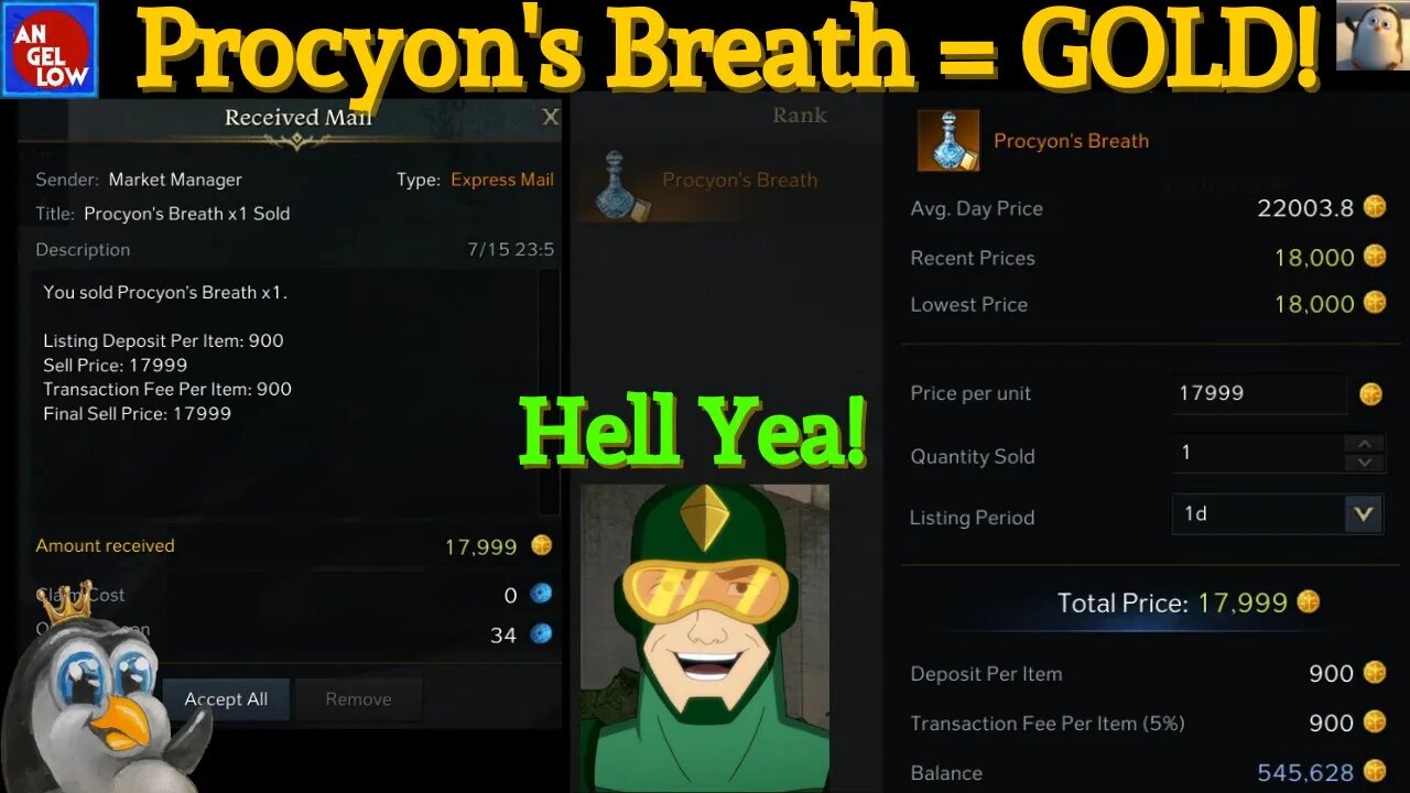 Procyon's Breath Sells for A LOT of Gold!