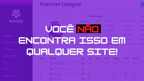 APOSTAS ESPORTIVAS | Estatísticas DETALHADAS de campeonatos e times de todo o mundo!