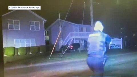 WATCH: Dash cam footage shows police pursuit that ends in car crashing into apartment