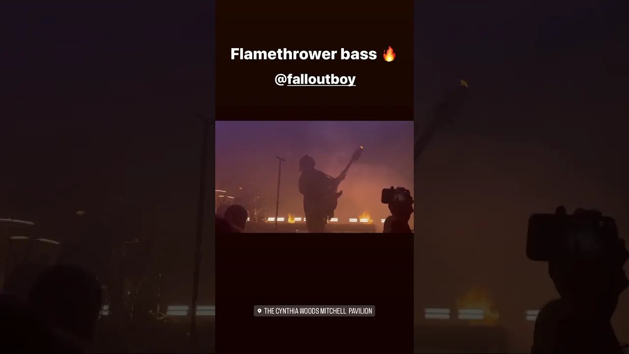 Pete Wentz's flamethrower bass ❤️‍🔥 Fall Out Boy live in Houston Texas 6/27/2023