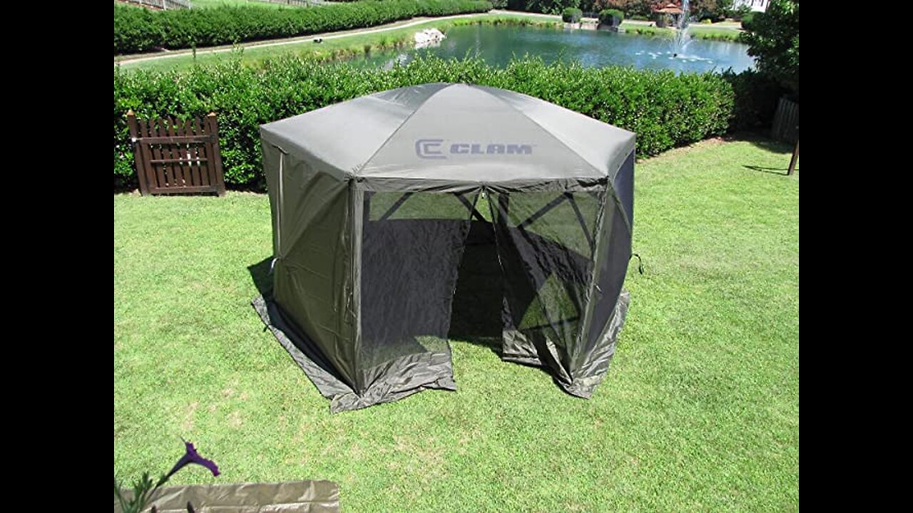 CLAM Quick-Set Venture 9 x 9 Foot Portable Pop-Up Outdoor Camping Gazebo Screen Tent 5 Sided Ca...