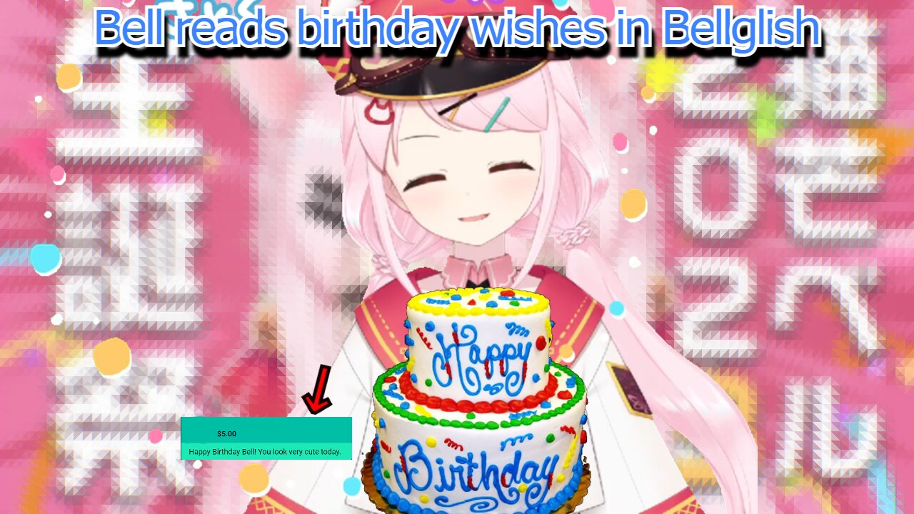 catgirl vtuber Bell nekonogi reads a birthday chat in bellglish & asks if her english is good