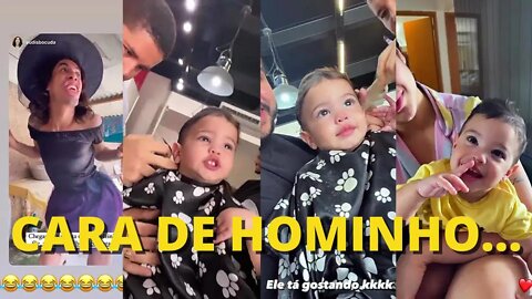 MIGUEL CORTANDO O CABELO PELA PRIMEIRA VEZ MUITO FOFO COM O PAPAI