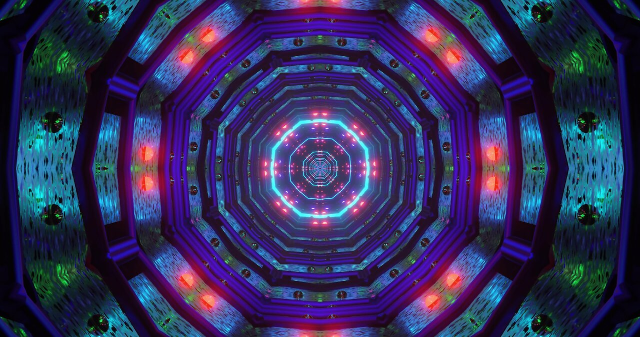 Abstract Green Blue Neon Tunnel: 4K Live Wallpaper - Great for Psychedelic Trips