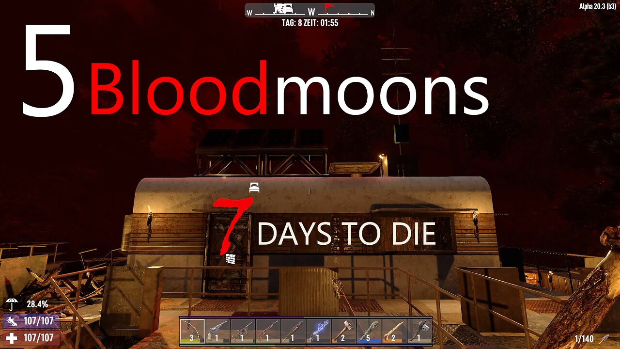 Bloodmoons 1 to 5, day 7 to 36 - BestOf - #7daystodie #zombiewave