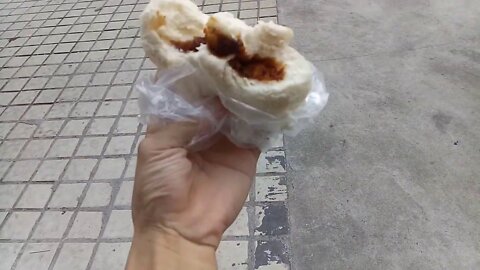 今天早餐我吃一个2.5元钱的叉烧包