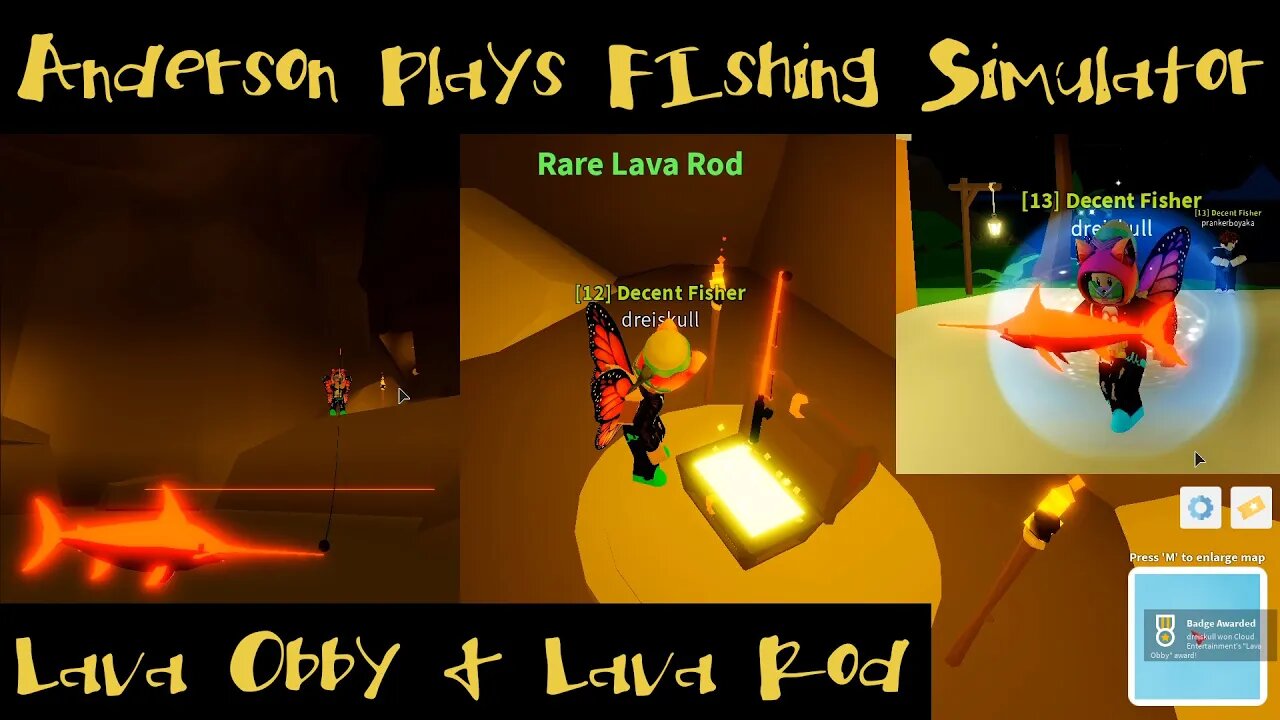 AndersonPlays Roblox Fishing Simulator - How to Get the Lava Rod and Lava Obby Badge