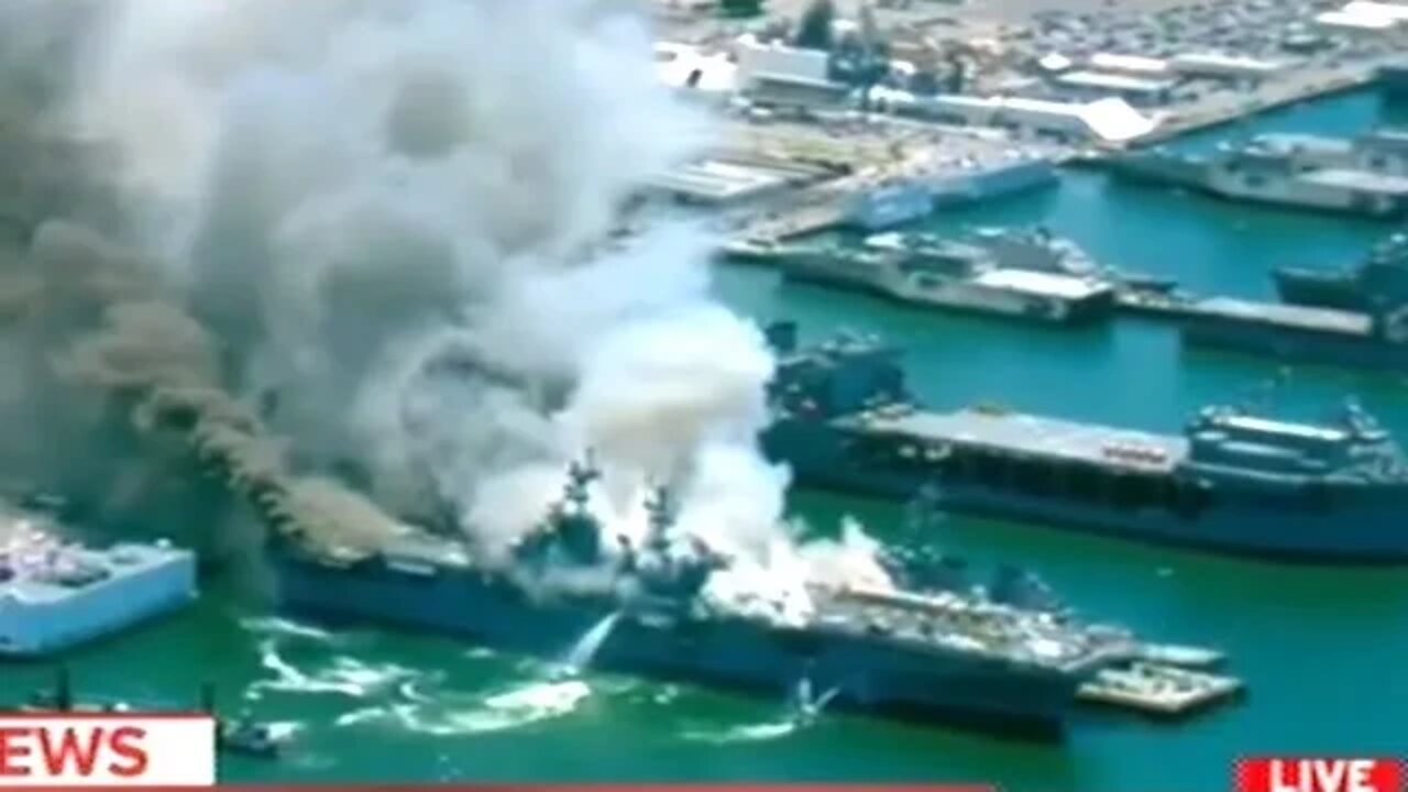 BREAKING! NAVY WARSHIP ON FIRE IN SAN DIEGO HARBOR!