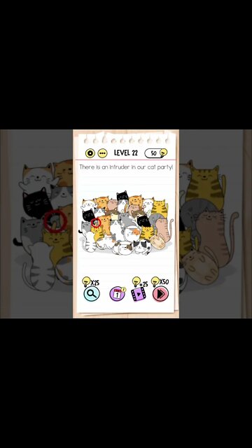 Brain Test Tricky Puzzles Level 22 There is an intruder in our cat party!